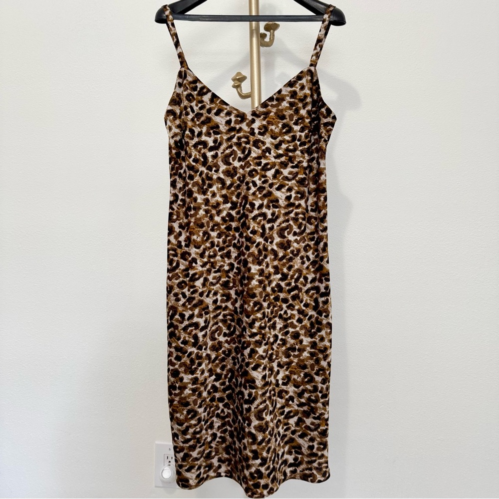 Rebecca Minkoff Black Brown Leopard Print Sleeveless Women’s Shift Dress, L